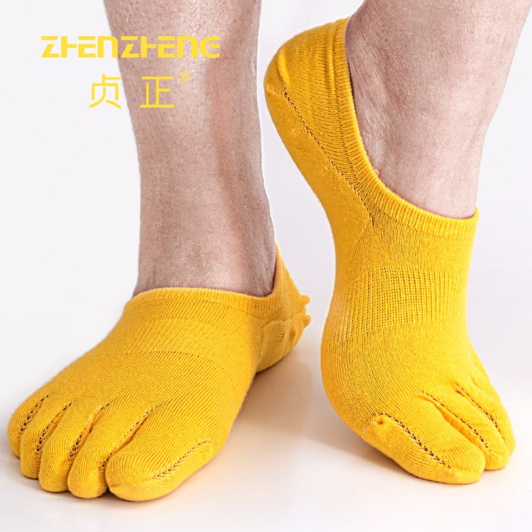貞正廠家批發(fā) 棉襪春夏防掉跟色船襪 吸汗分趾襪 隱形五指襪 男