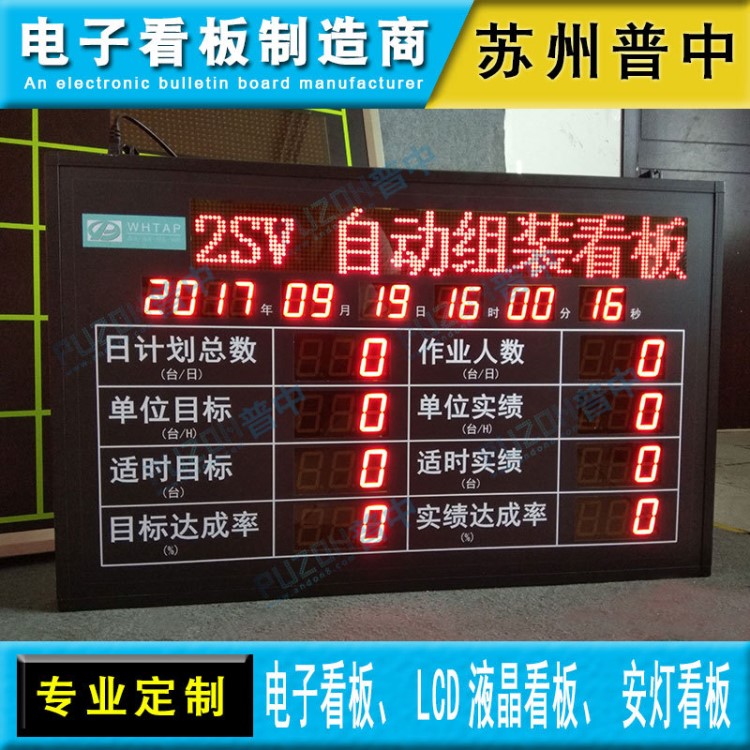 生产线自动组装看板计划达成率目标管理LED显示屏车间电子看板