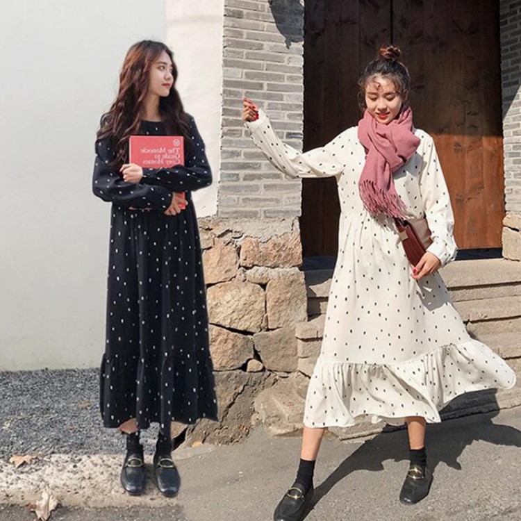 胖MM春季2019新款大碼女裝日韓洋裝寬松百搭中長款荷葉邊連衣裙