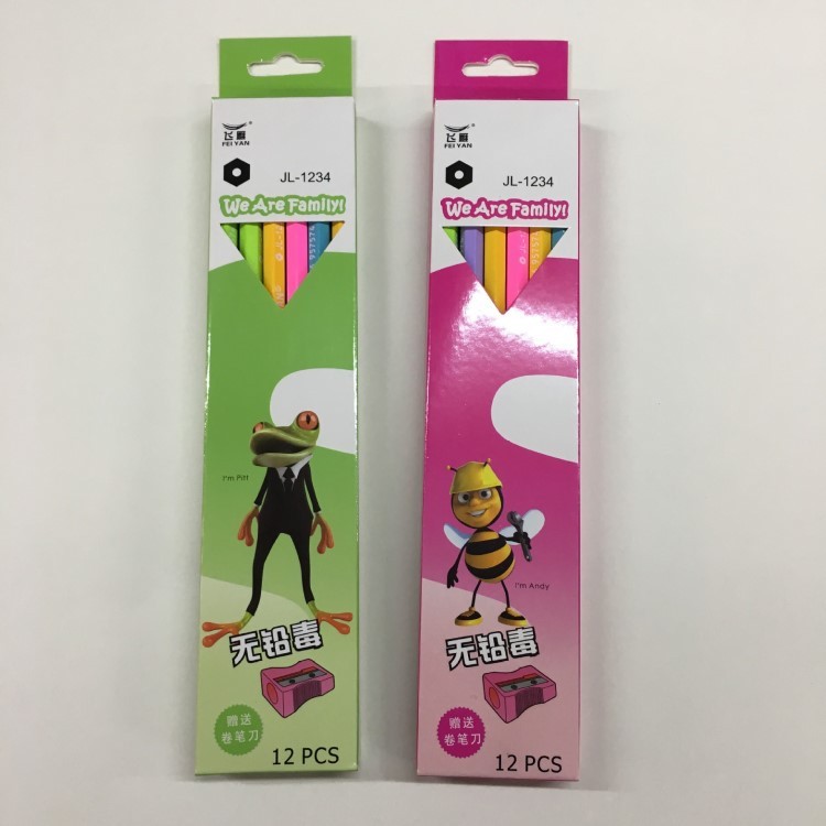 飛雁1234五色六角握桿帶橡皮擦學(xué)生鉛筆  無鉛毒贈送卷筆刀