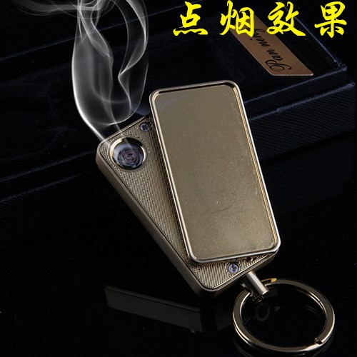 凹槽創(chuàng)意金屬充電打火機(jī)貼木頭 帶鑰匙USB點(diǎn)煙器貼片貼玉石貼木頭