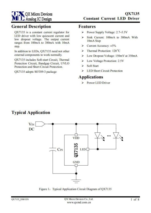 YNQX7135單功能IC線性恒流 集成電路電子元器件