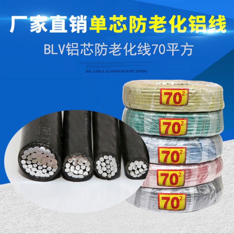 批發(fā)家用電器儀表防老化線BLV70平方黑色鋁塑電纜線