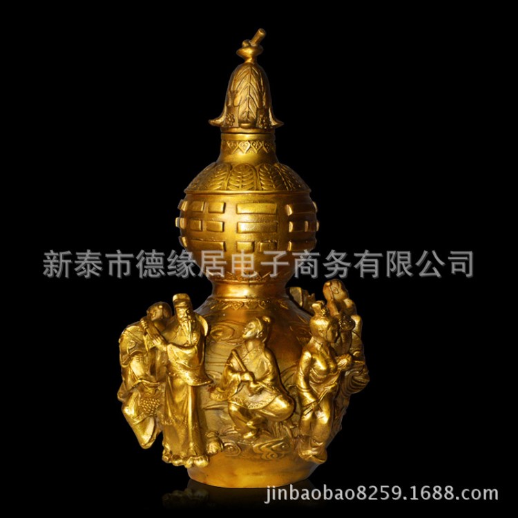 德緣居銅葫蘆八仙葫蘆擺件縝zhai增qing緣八仙過海葫蘆