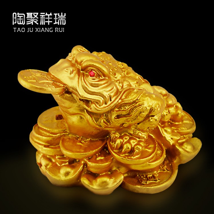 招財(cái)樹(shù)脂金蟬中式擺件店鋪開(kāi)業(yè)旺財(cái)禮品金蟾辦公室桌面金蟾蜍擺件