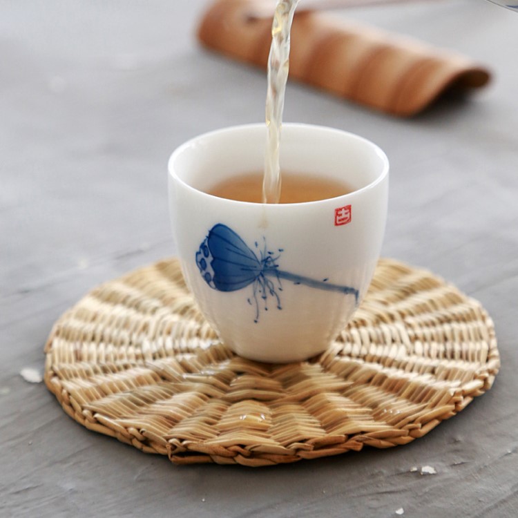 手绘品茗杯个人杯大号 青花主人薄胎白瓷茶具 功夫茶杯陶瓷单杯子