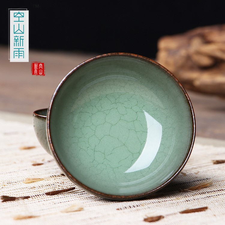 空山新雨 龍泉青瓷鐵胎手工品茗杯 工藝美術大師手作功夫茶具茶杯