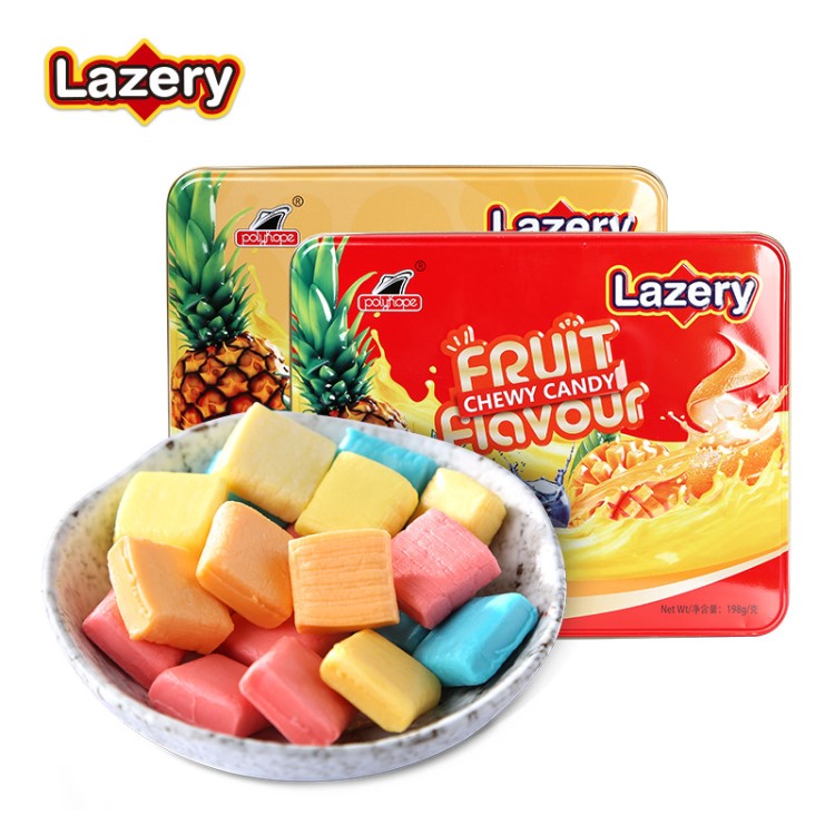 印尼原裝年貨禮盒批發(fā) lazery品牌瑞士鐵盒裝軟糖喜糖198g