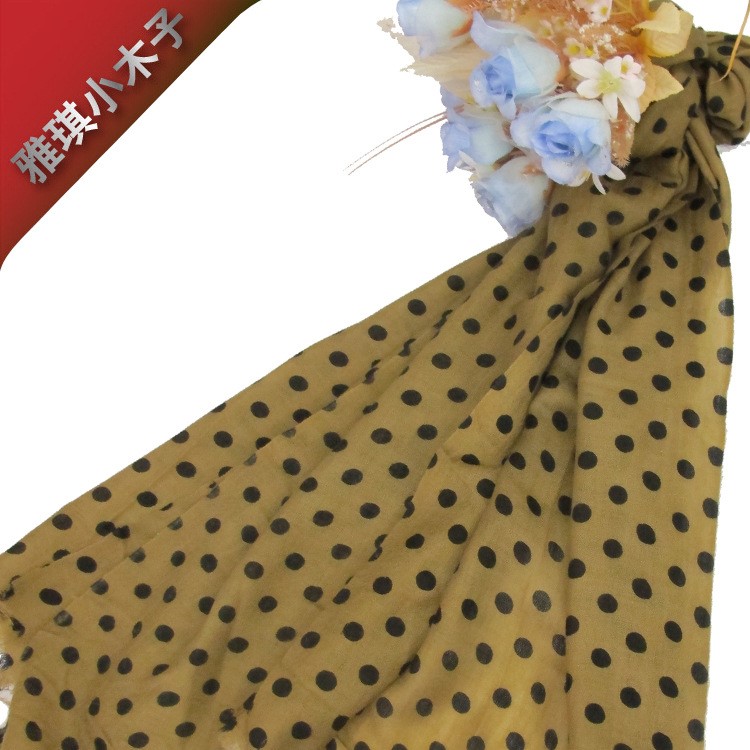 【精品】內蒙雅琪廠家直銷小波點印花羊毛圍巾外貿百搭披肩