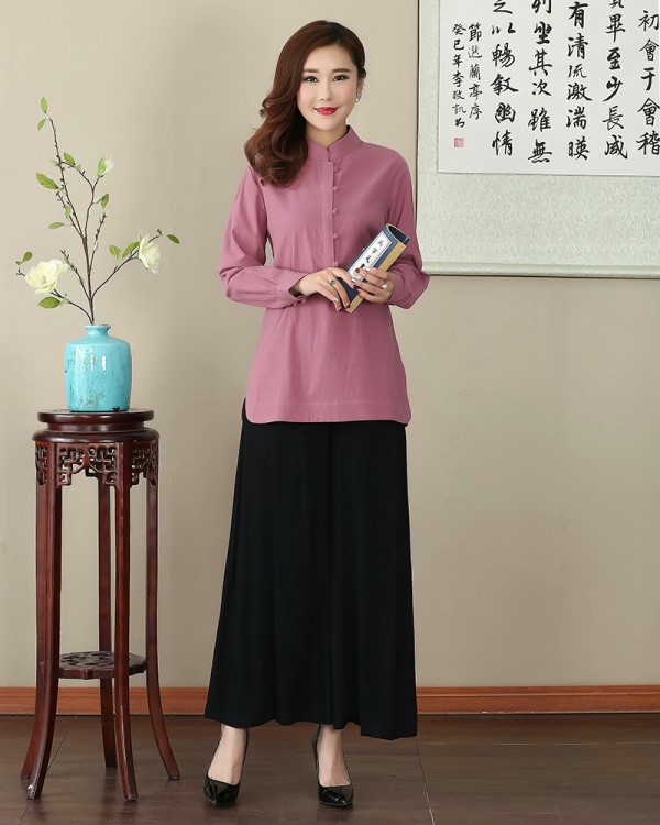 新款春秋季色2704-2女裝棉麻中國(guó)風(fēng)長(zhǎng)袖唐裝套裝媽媽裝漢服