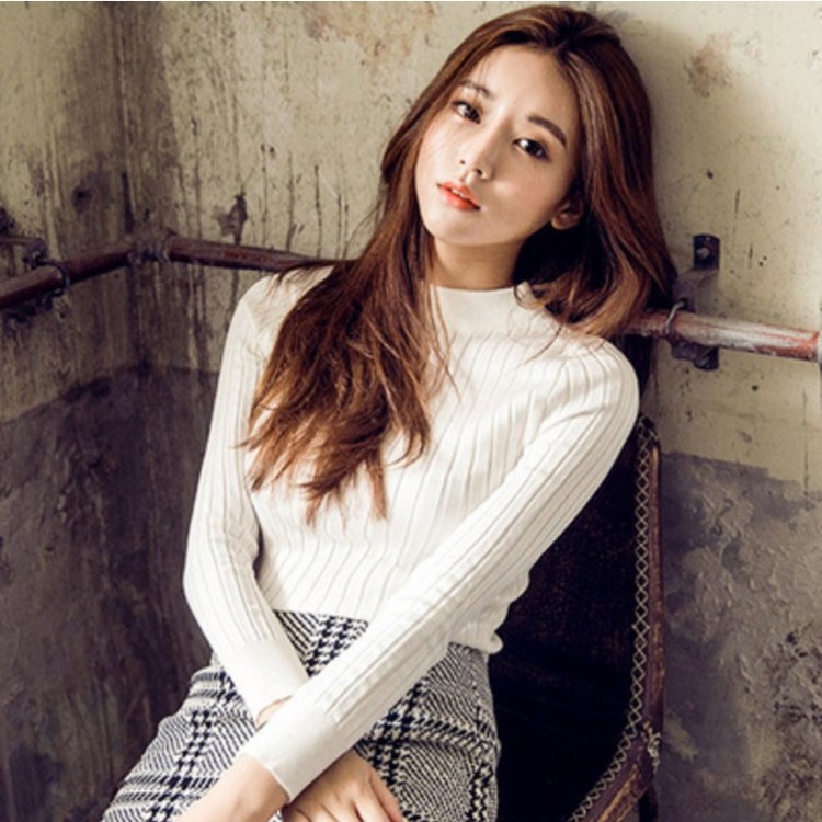 2020秋季新款韓版時(shí)尚女士修身半高領(lǐng)長(zhǎng)袖打底衫中領(lǐng)女毛衣針織衫