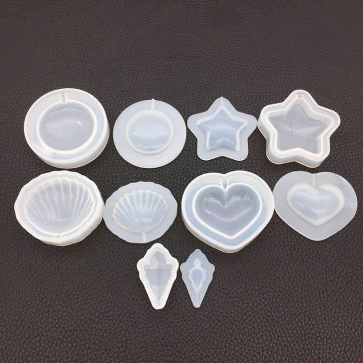 diy滴膠流沙硅膠模具 愛心五角星貝殼圓硅膠模具手機殼模具手工