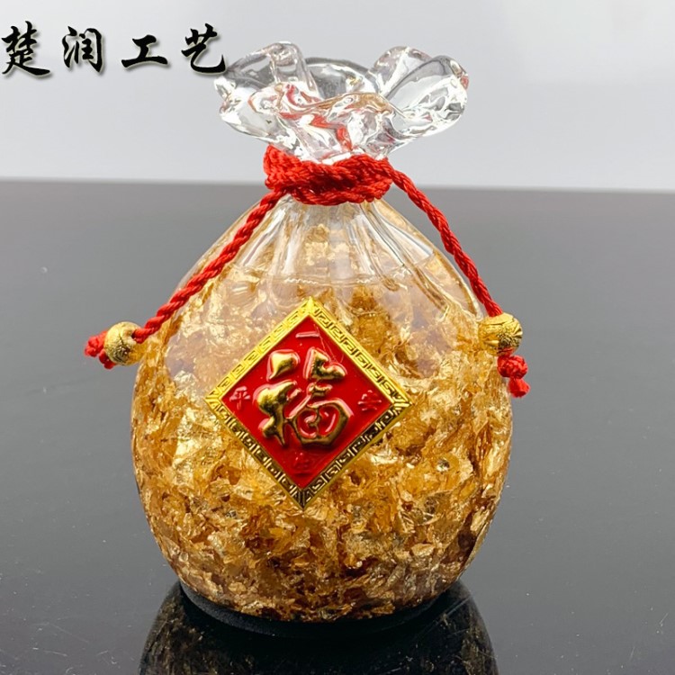 新款上市金箔水晶福袋工藝品擺件 公司創(chuàng)意禮品新奇特