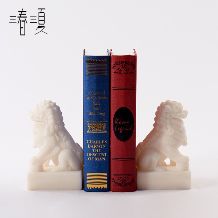 新中式創意砂巖石雕獅子擺件 樣板間軟裝配飾麒麟書檔書房裝飾品
