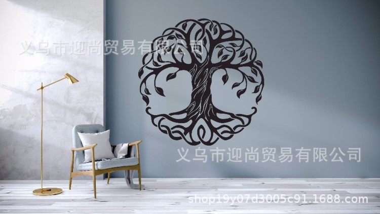 生命之樹墻貼花曼陀羅圓形樹木墻面壁畫家居裝飾瑜伽墻藝術可定制