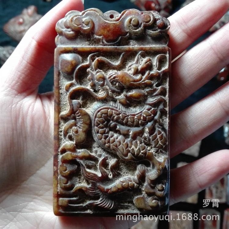 大量批發古玩雜項仿古做舊古玩仿古岫玉牌子雙面工藝老玉古玉牌