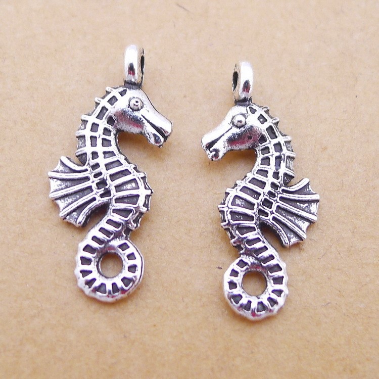 PP2509 12*24mm合金海馬古銀色飾品配件復古100個/包1.7克