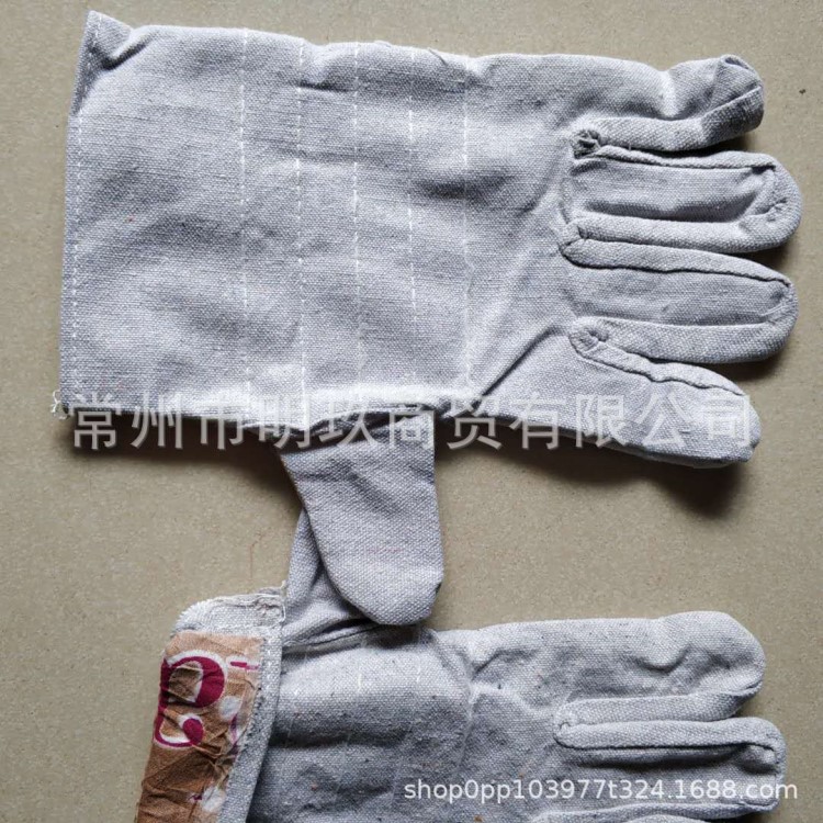 批發布手套5道線雙層加厚耐磨帆布防護勞保手套工廠工地搬運機修