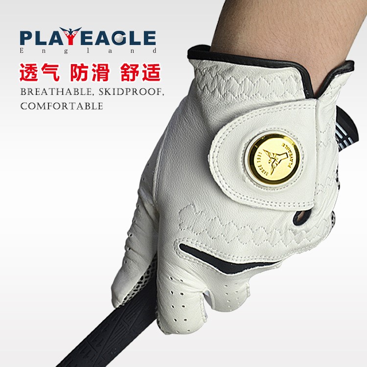 PLAYEAGLE高爾夫手套 男士小羊皮手套 golf男款手套帶馬克