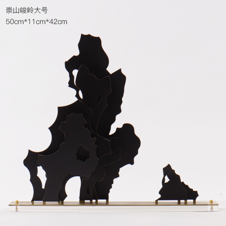 新中式金屬雕塑藝術品樣板房酒店大堂軟裝飾品玄關售樓處假山擺件
