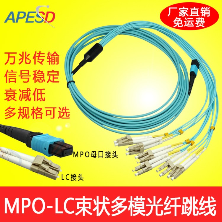 MPO-LC/FC/MTP萬兆多模光纖跳線8 12 24芯OM3 OM4機房集束阻燃