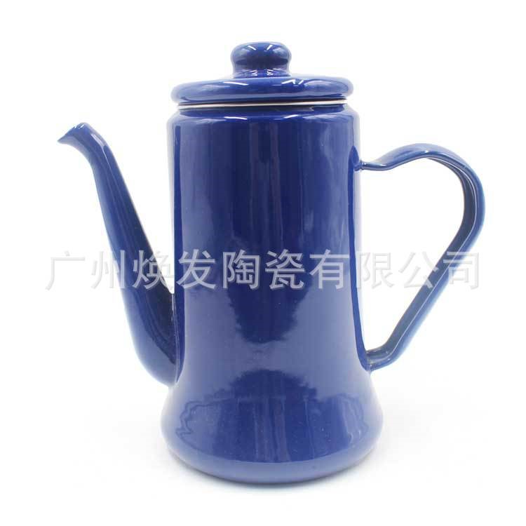 日韓超火1.1L加厚搪瓷壺 細(xì)口咖啡壺 燒水壺可明火可電磁爐