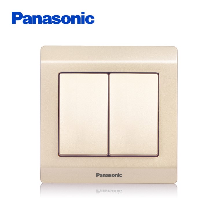 松下Panasonic香槟金开关面板86型WMWQ596MYL墙壁二位多控开关