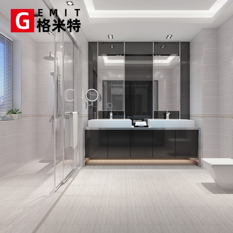 現代簡約灰色仿木紋衛生間瓷磚廚房300x600墻磚廚衛磚防滑地板磚