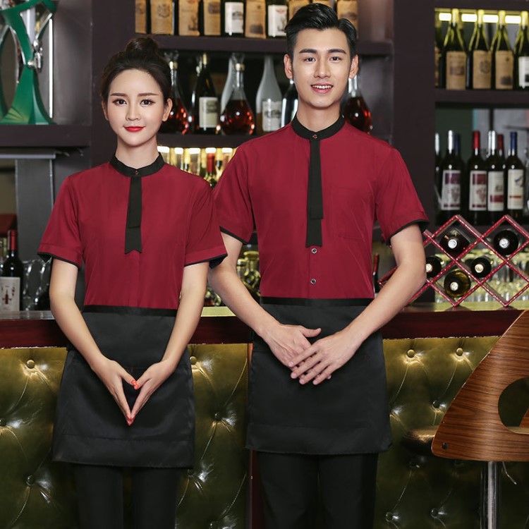 春夏酒店服務員工作服餐飲襯衣女短袖男火鍋店飯店酒樓西餐廳工衣