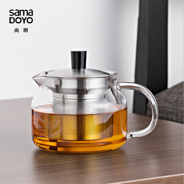 尚明不銹鋼內(nèi)膽泡茶壺玻璃花茶壺茶具容量470ML