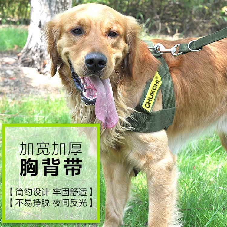 寵物胸背帶大型犬牽引繩套裝防沖警犬反光遛狗繩金毛德牧