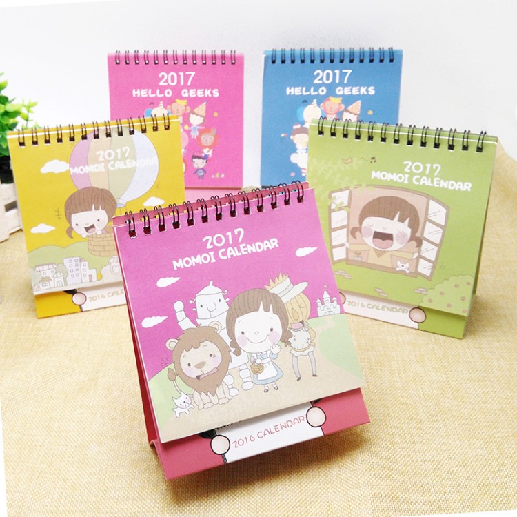 韓國版現貨卡通臺歷 創意小女孩月歷 定制2020年造型日歷定做