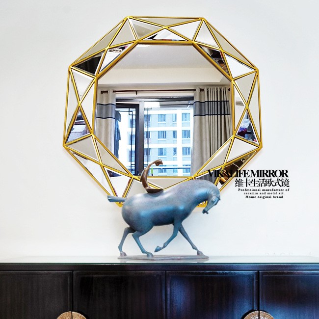 美式歐式藝術衛(wèi)浴玄關浴室鏡掛鏡玻璃拼鏡子衛(wèi)生間壁爐墻面裝飾鏡