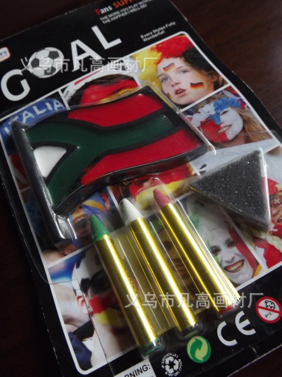 供應綠白紅三色意大利國旗色面彩 球迷喝彩助威道具之臉彩