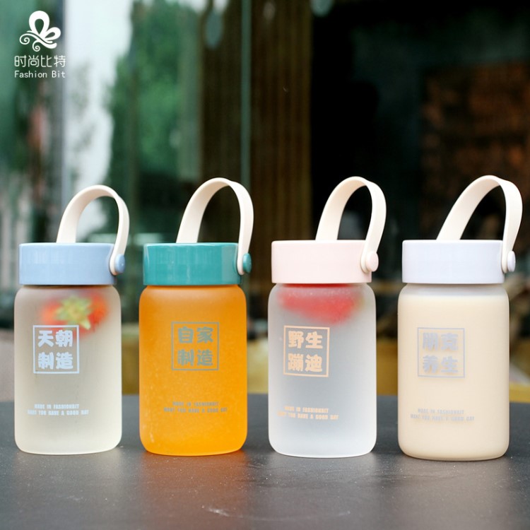 杯子女學(xué)生韓版可愛玻璃杯男情侶水杯網(wǎng)紅便攜磨砂創(chuàng)意個性小水瓶
