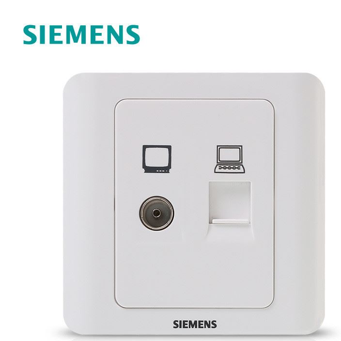 西門(mén)子5TG0 116-1CC1兩位電視電腦插座 遠(yuǎn)景雅白86型開(kāi)關(guān)插座面板