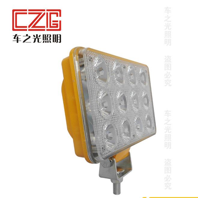 黃色外殼新款挖掘機36W工作燈  LED方燈 貨車燈越野車頂燈 12-80V
