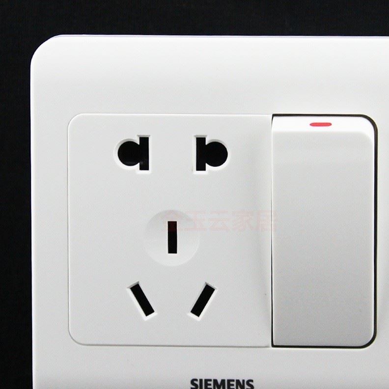 SIEMENS開關(guān)插座遠(yuǎn)景系列雅白色五孔帶大板開關(guān)插座 五孔一開