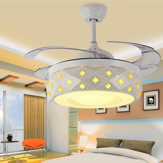 隱形吊扇燈餐廳風扇燈客廳臥室家用現(xiàn)代簡約帶電風扇的吊燈9-122