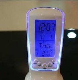 510炫彩藍光鬧鐘大屏幕貪睡懶人鬧鐘七彩萬年歷鐘帶溫度電子臺鐘