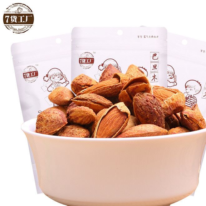 新品大杏仁堅果巴旦木扁桃仁無鹽無糖堅果巴旦木零食220g/袋 批發