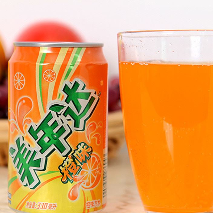 銷售美年達碳酸飲料330ML24 鮮橙果味汽水夏季冰爽飲品