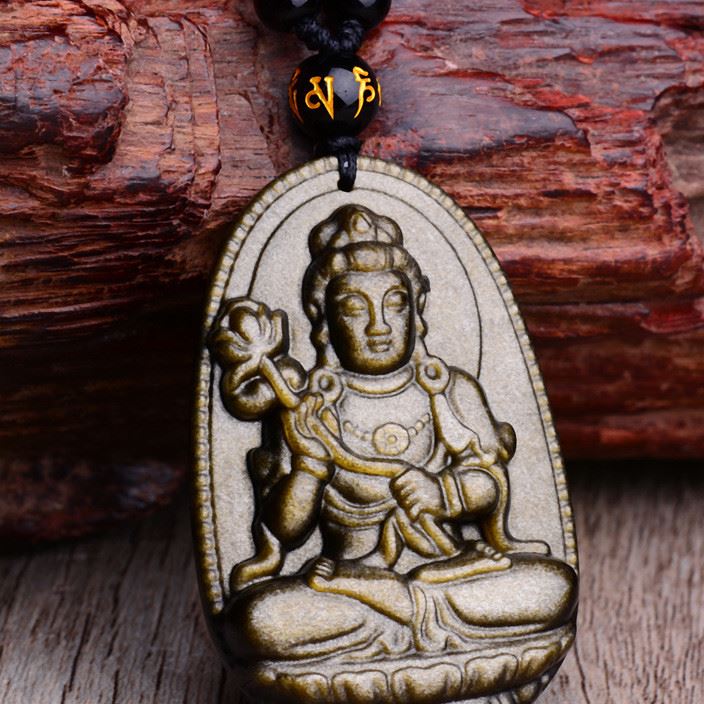 黑曜石廠家批發(fā) 天然金曜石本命佛八大守護(hù)神吊墜十二生肖本命佛