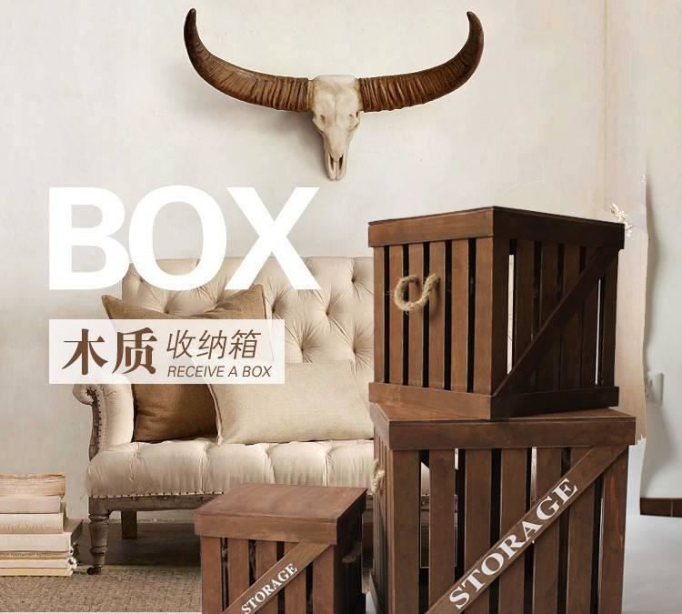 廠家直銷實木鏤空收納箱 手提繩收納木箱多色 仿古坐箱玩具儲物箱