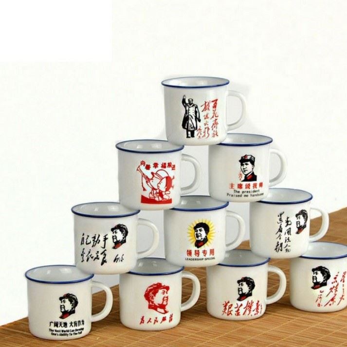創意陶瓷杯子仿搪瓷 一口杯茶具品茗杯懷舊 個性廠家批發定制LOGO