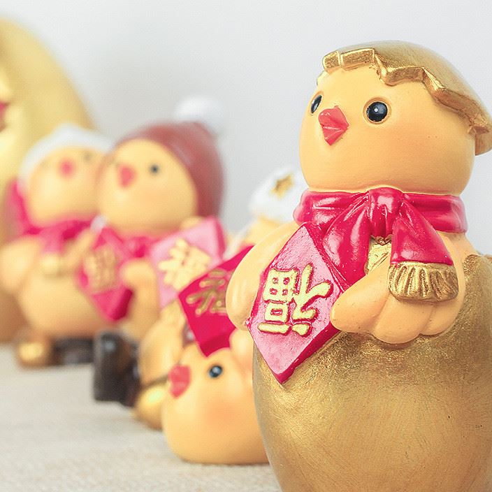 2017創意zakka雞年吉祥物春節屬雞禮品十二生肖樹脂擺件存錢罐