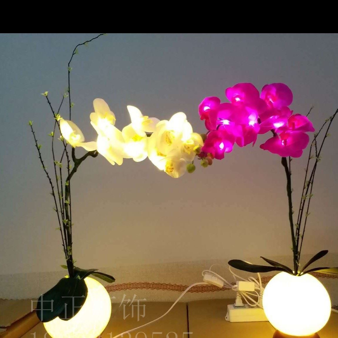 單枝蝴蝶蘭花朵燈鮮花燈LED花燈小臺燈小夜燈