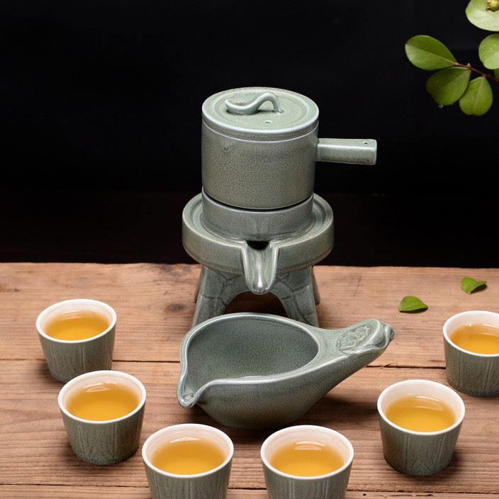 廠家直銷半自動茶具套裝 懶人防燙復(fù)古時來運(yùn)轉(zhuǎn)功夫茶具禮品定制