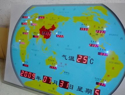 世界鐘、大堂裝飾用品、辦公擺設、世界地圖屏0.56X0.34M