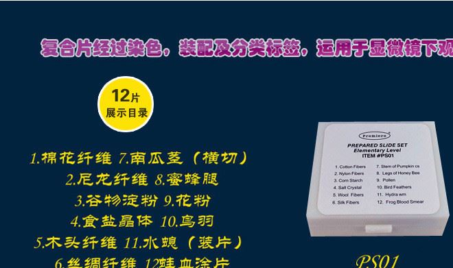 學生專用顯微鏡觀察人體生物標本 動物植物生物切片載玻片 PS